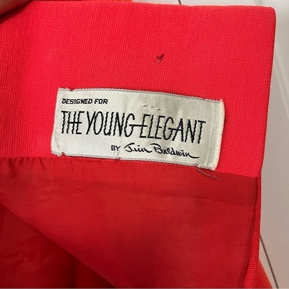 Vintage Mod 1960's Cropped Boxy Knit Blazer Jacket Neon Bright Red Orange - Picture 7 of 12